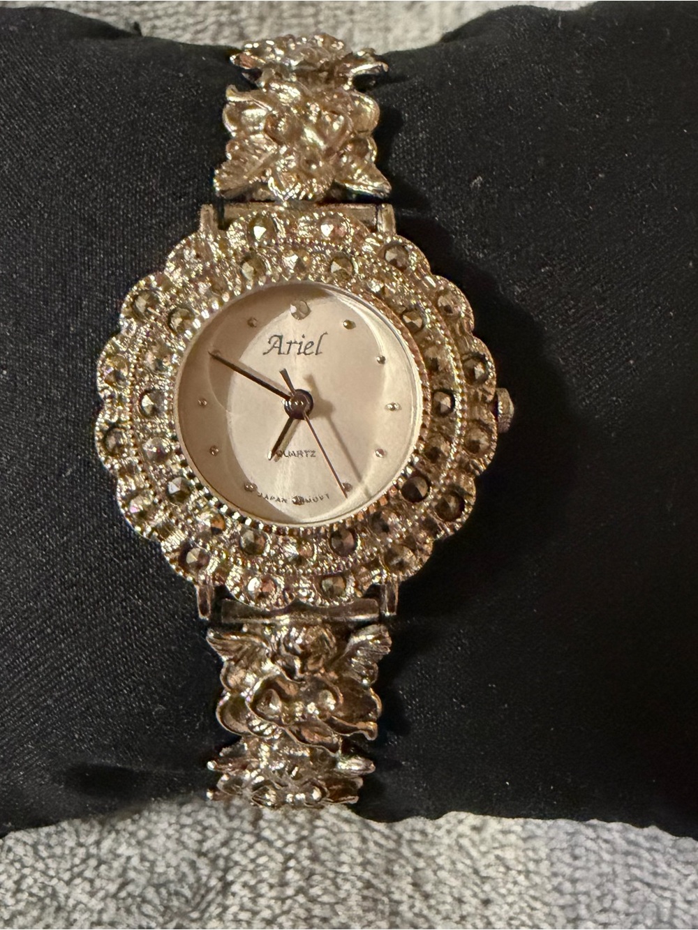 Vintage Ariel Angel Women's Silver-Tone Crystal Bracelet Watch